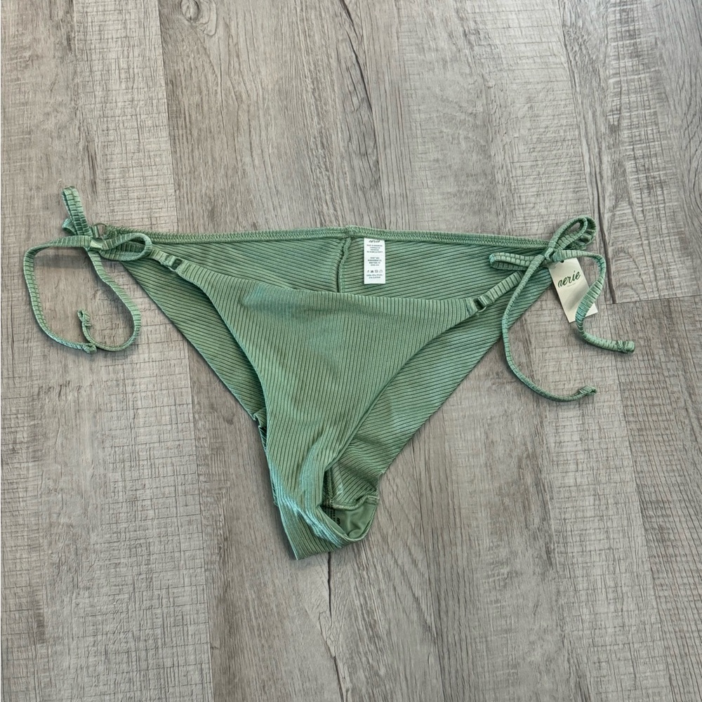 Aerie Green Triangle Bikini with Tie Details